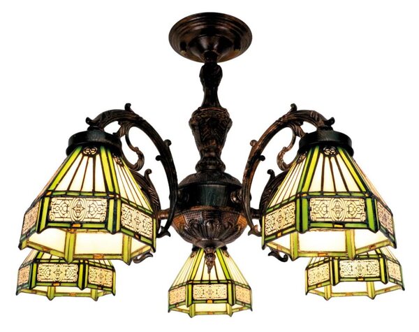 BRILAGI - Tiffany витражен плафон EMERALD 5xE27/60W/230V Ø 60 cm