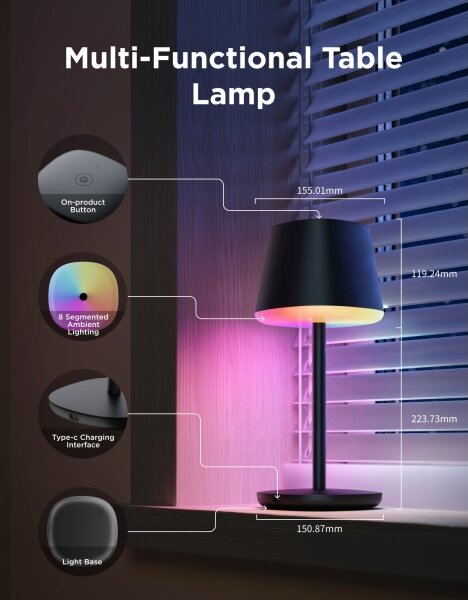 Govee - LED RGBICWW Настолна лампа с регулируема яркост CLASSIC MATTER LED/10W/5V Wi-Fi