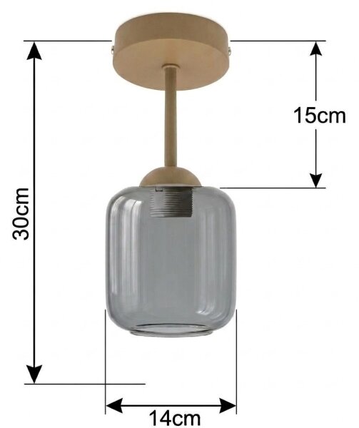 BRILAGI - LED прикрепен полилей R GLASS 1xE27/60W/230V Ø 14 cm бежово/опушено сиво