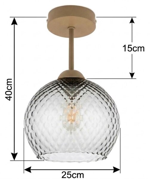 BRILAGI - LED плафон R GLASS 1xE27/60W/230V Ø 25 cm бежов/опушено сиво
