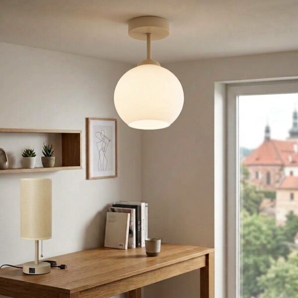 BRILAGI - LED Прикрепен таванен полилей RETRO GLASS 1xE27/60W/230V Ø 15 см бежово/бяло