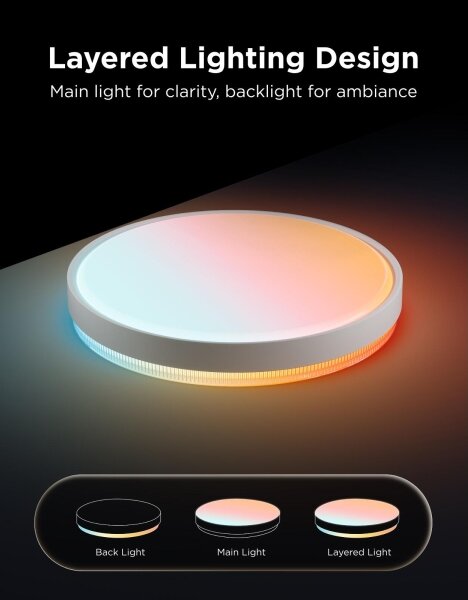 Govee - LED RGBICWW плафон с възможност за димиране LED/55W/230V Ø 46 см Matter Wi-Fi