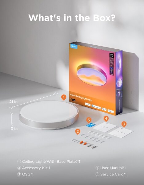 Govee - LED RGBICWW димируемо таванно осветително тяло LED/55W/230V Ø 53 см Matter Wi-Fi