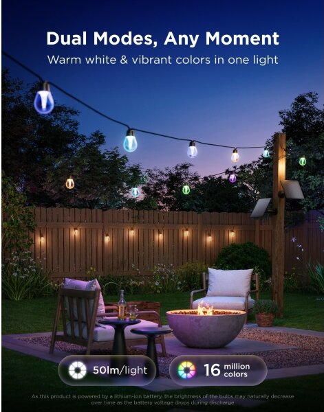 Govee - LED RGBICW соларен гирлянд 8xLED/6W/5V Wi-Fi Matter IP67