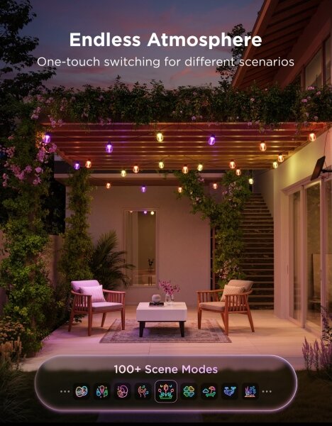 Govee - LED RGBICW соларен гирлянд 8xLED/6W/5V Wi-Fi Matter IP67