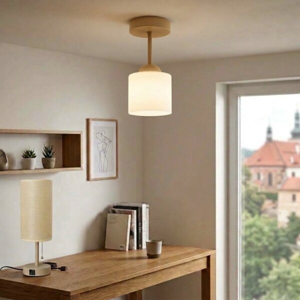 BRILAGI - LED плафон RETRO GLASS 1xE27/60W/230V Ø 10 cm бежова/бяла
