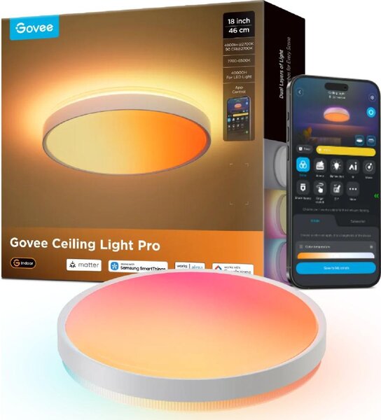 Govee - LED RGBICWW плафон с възможност за димиране LED/55W/230V Ø 46 см Matter Wi-Fi