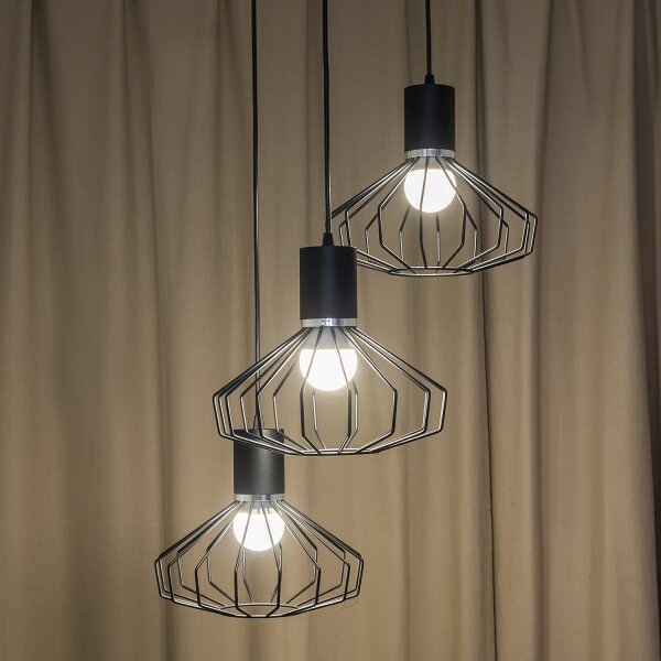 Полилей на кабел SOLANO 3xE27/15W/230V черен/лъскав хром