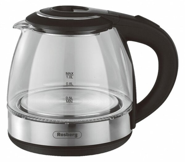 Електрическа кана Rosberg R51230Q, 1 л, 1500W, черна