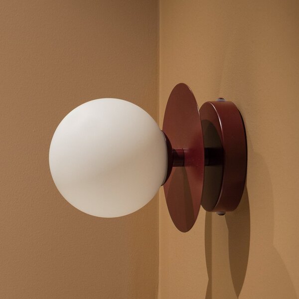Globen Lighting стенна лампа ART DECO бордо/бяло Ø16 см IP44, Затъмняване, Червен, Дневна/трапезария, Стъкло, Скандинавски