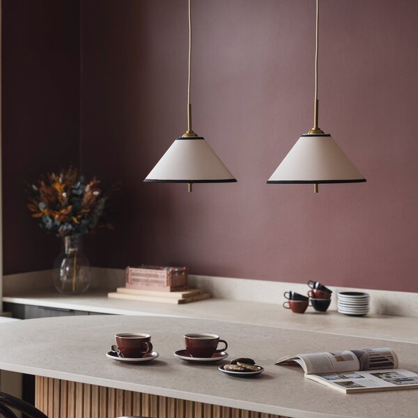 Globen Lighting Висяща лампа IRIS 25, кремав цвят, Ø 25 см, Затъмняване, Бежов, Дневна/трапезария, Плат / текстил, Скандинавски