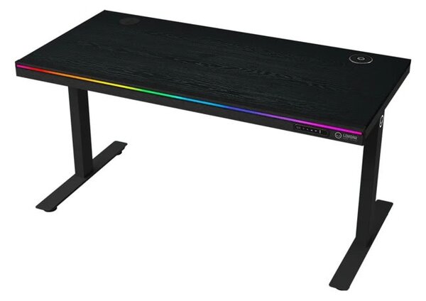 Гейминг бюро Lorgar Desk Pro 80 Series DP80W, 1405 x 1165 x 705 mm, водоустойчиво, QC2.0, RGB подсветка, черно