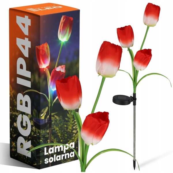 LED RGB соларна декоративна лампа 3xLED/3,7V 200 mAh IP44 тюлпан