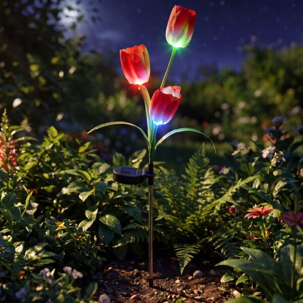 LED RGB соларна декоративна лампа 3xLED/3,7V 200 mAh IP44 тюлпан