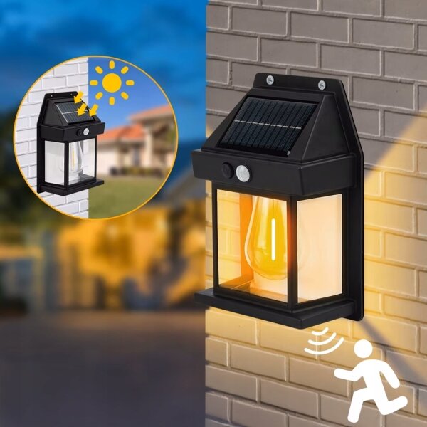 LED соларна стенна лампа със сензор LED/3,7V 600 mAh IP44 черна