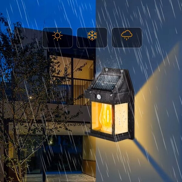 LED соларна стенна лампа със сензор LED/3,7V 600 mAh IP44 черна
