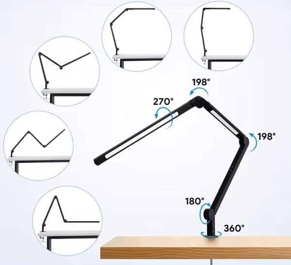 LED димируема сензорна гъвкава настолна лампа с щипка LED/12W/230V черна