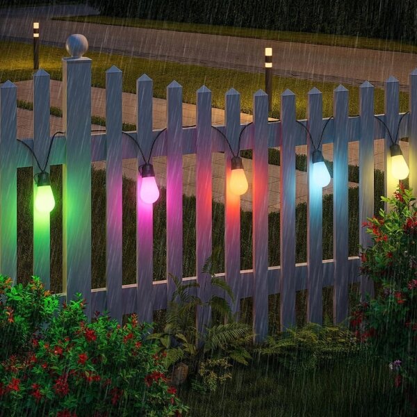 LED RGB соларна декоративна гирлянда 15xLED/18 функции USB 6 m IP44 черна