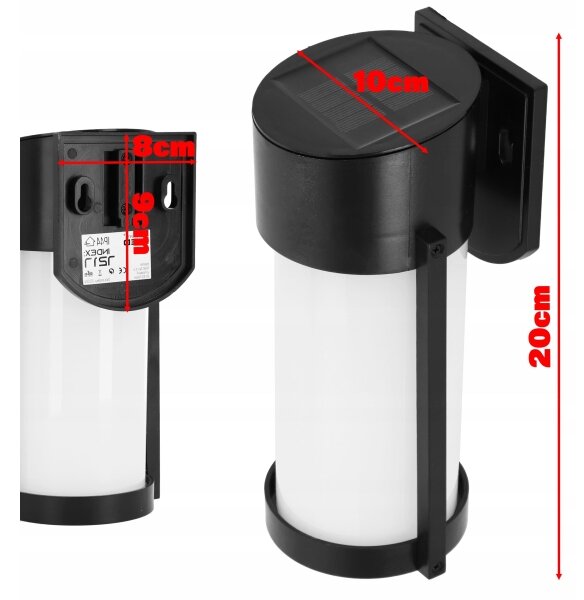 LED соларна стенна лампа LED/3,7V 300 mAh IP44 черна