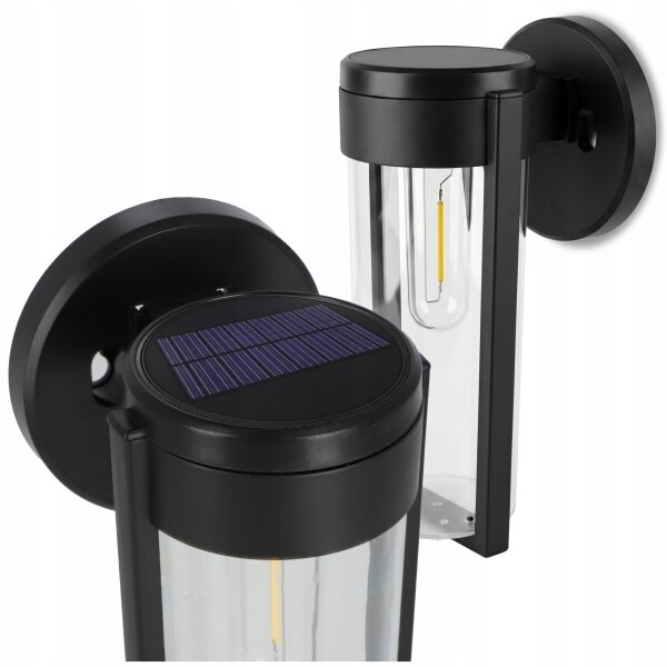 LED соларна стенна лампа LED/1W/3,7V 500 mAh IP65 черна