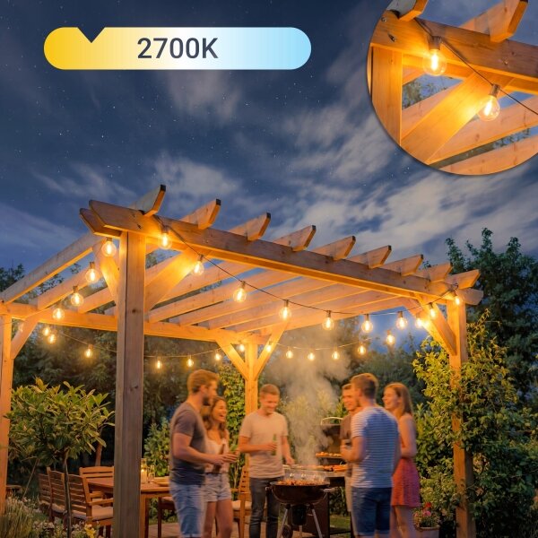 LED димируема външна декоративна гирлянда 36xE12/1W/24/230V 22,35 m IP65 черна + дистанционно управление