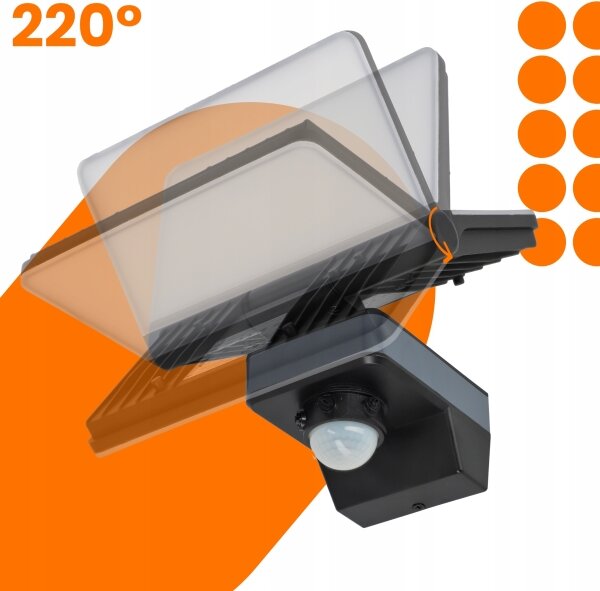 LED прожектор със сензор за движение и за сумрак LED/44W/230V 4200K IP54 черен