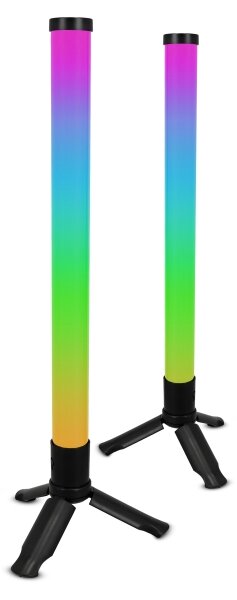 КОМПЛЕКТ 2x димируеми настолни LED лампи RGBIC LED/5W/5V черни + дистанционно управление
