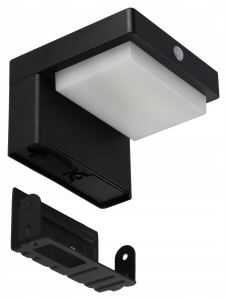 LED соларен стенен осветител със сензор LED/5W/3,7V 2000 mAh IP44 черен