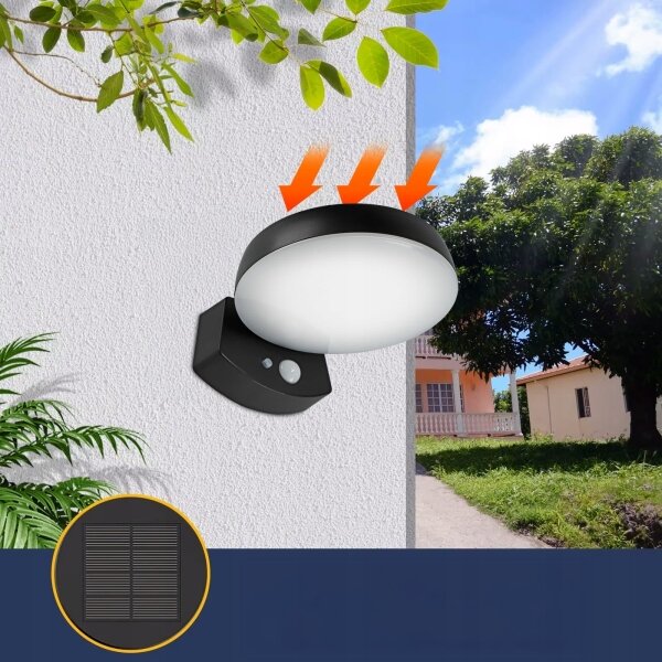 Соларно LED стенно осветително тяло със сензор LED/3W/3,7V 1800 mAh IP54 черно