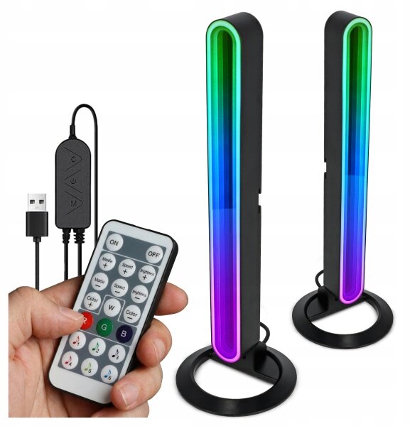 КОМПЛЕКТ 2x LED RGBIC димируема настолна лампа LED/5W/5V черна + дистанционно управление