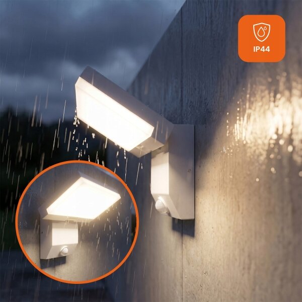 LED външна стенна лампа с сензор LED/18W/230V IP44 бяла