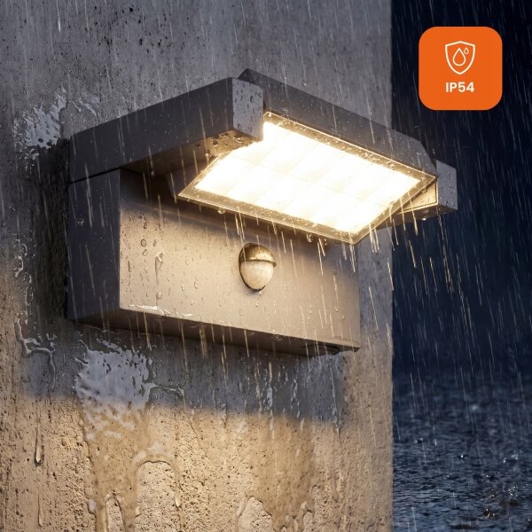 LED Външен стенен осветител със сензор LED/25W/230V IP54 черен