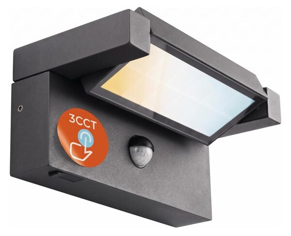 LED Външен стенен осветител със сензор LED/25W/230V IP54 черен