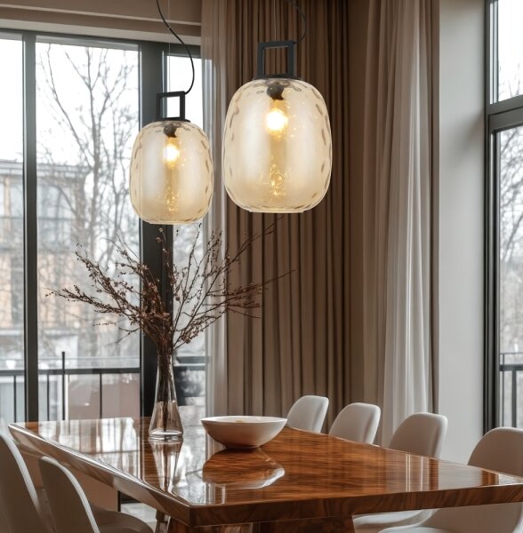 Полилей на кабел LUCY 1xE27/40W/230V димно бежов