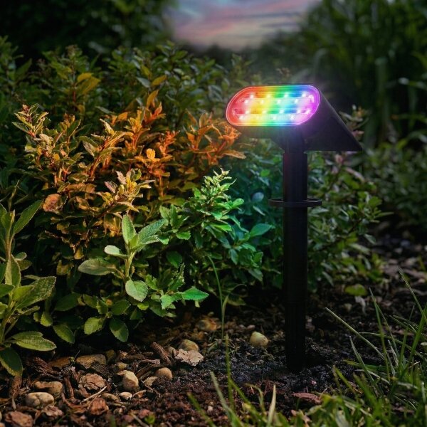 LED RGB соларна лампа 2 в 1 LED/3,7V 1200 mAh IP54 черна