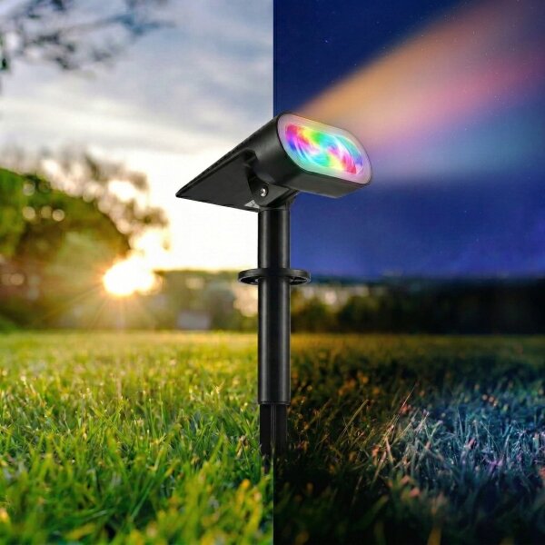 LED RGB соларна лампа 2 в 1 LED/3,7V 1200 mAh IP54 черна