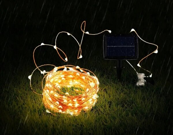 LED соларен декоративен гирлянд 200xLED/1,2V 800 mAh 12 m IP44 черен