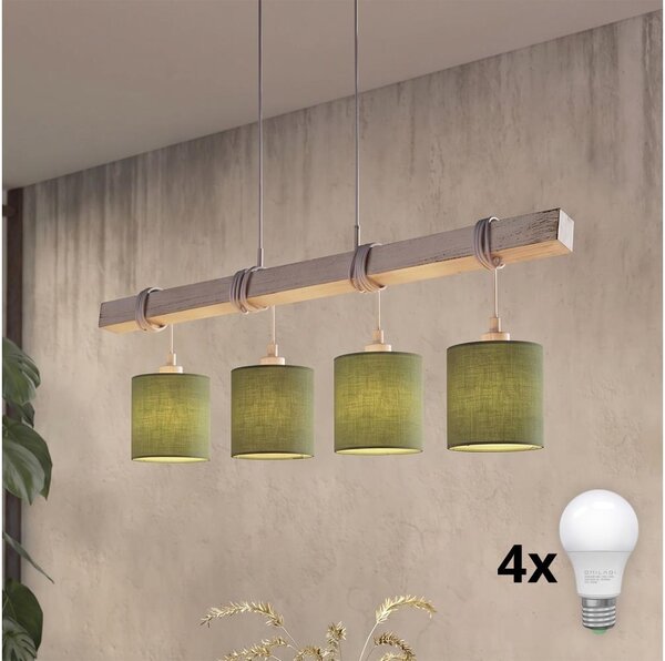 Brilagi - LED полилей на кабел NUBILA 4xE27/60W/230V сив/зелен