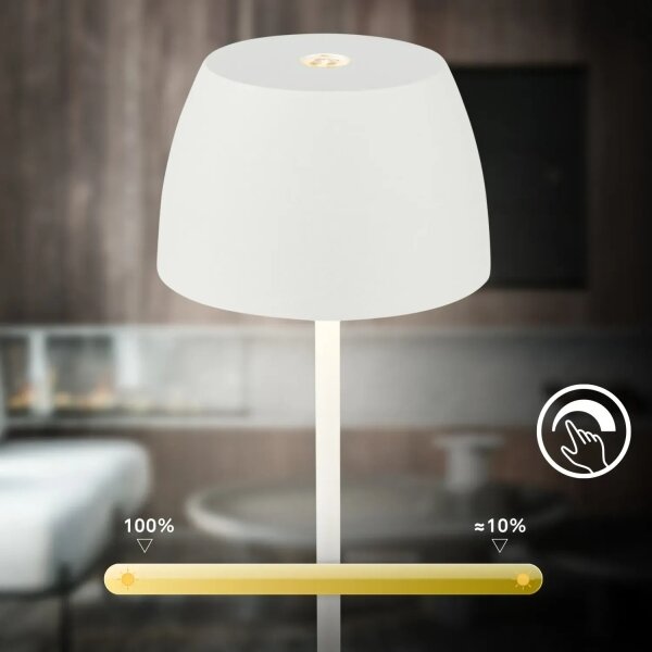 Briloner - MINI LED настолна лампа за външна употреба, димируема, презареждаема, сензорна, LED/2,5W/5V IP44 1800 mAh бяла
