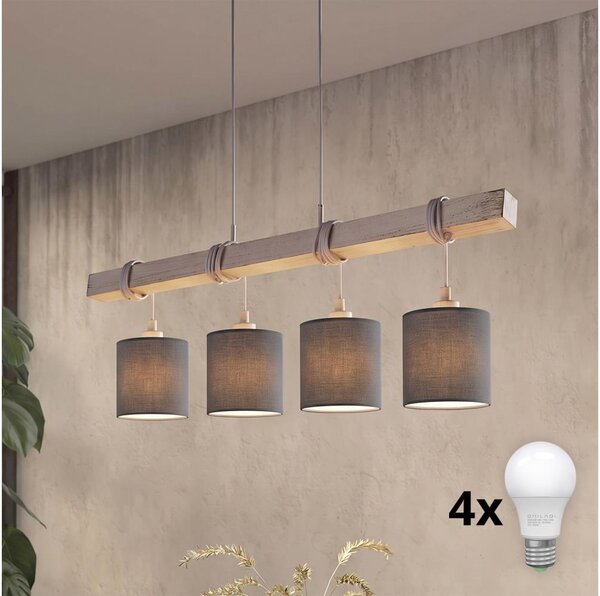 Brilagi - LED полилей на кабел NUBILA 4xE27/60W/230V сив/антрацит