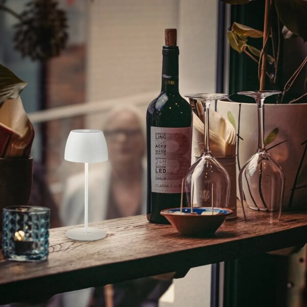 Briloner - MINI LED настолна лампа за външна употреба, димируема, презареждаема, сензорна, LED/2,5W/5V IP44 1800 mAh бяла