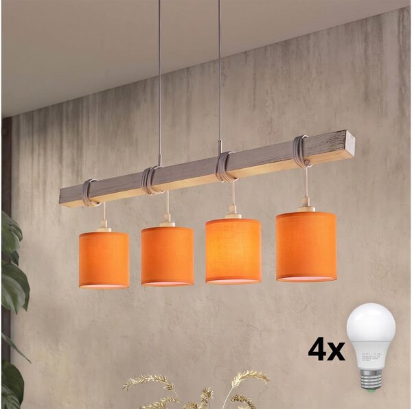 Brilagi - LED полилей на кабел NUBILA 4xE27/60W/230V сив/оранжев