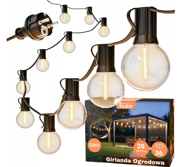 LED външен декоративен гирлянд 36xE12/1W/230V 22,35 m IP65 черен