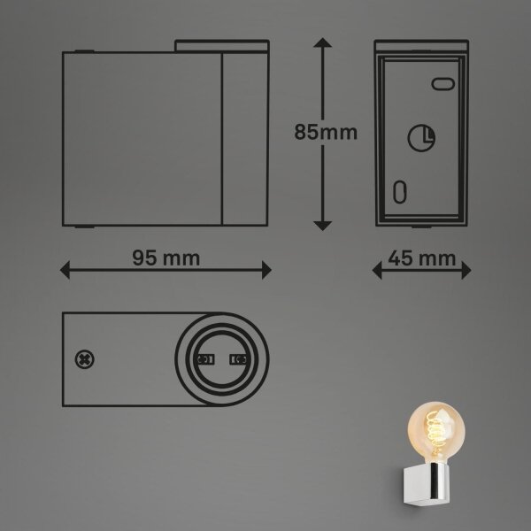 Briloner 2182-018-стенно осветително тяло за баня DONGA 1xE27/10W/230V лъскав хром