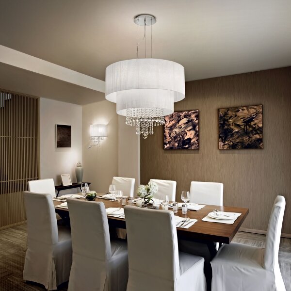 Ideal Lux - Кристален пендел OPERA 10xE27/60W/230V Ø 90 см бял