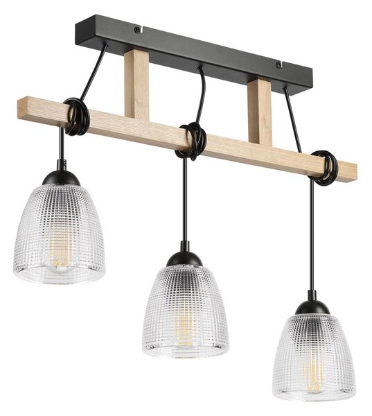 Полилей на кабел LEANDRA 3xE27/15W/230V дъб/черно