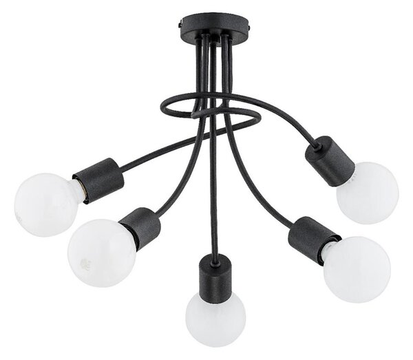 Полилей PLENA за повърхностен монтаж, 5xE27/15W/230V, черен