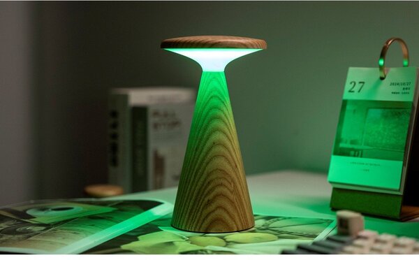 LED настолна лампа в естествен цвят с дървен абажур (височина 21 cm) Sylva – Gingko
