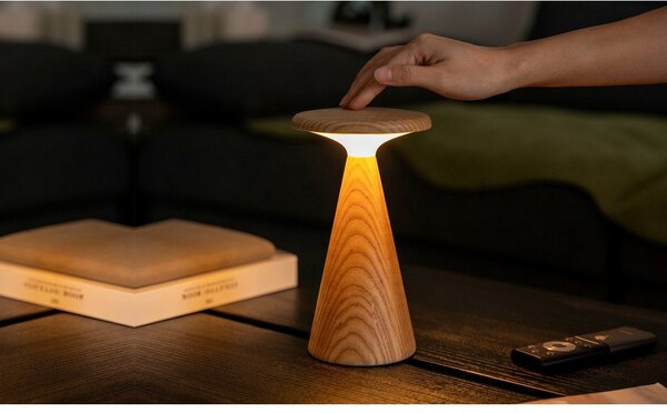 LED настолна лампа в естествен цвят с дървен абажур (височина 21 cm) Sylva – Gingko