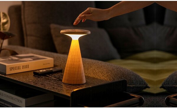 LED настолна лампа в естествен цвят с дървен абажур (височина 21 cm) Sylva – Gingko